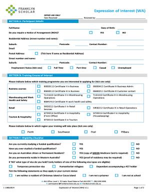 Expression of Interest Form WA