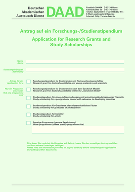 Antrag auf ein Forschungs-/Studienstipendium
