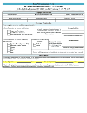 Benefit Termination Form