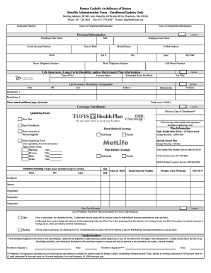 Roman Catholic Archdiocese of Boston Benefits Enrollment Form