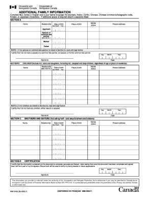 Canada Additional Family Information Form