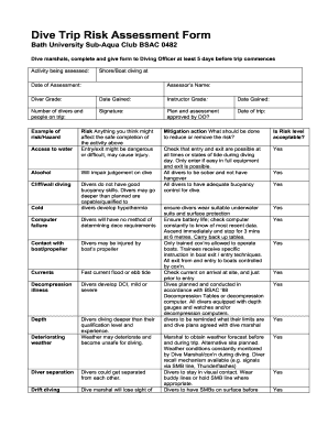 BUSAC Dive Trip Risk Assessment form in PDF format, invaluable ... - seaslug demon co