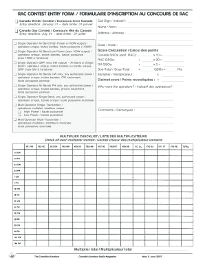 RAC Contest Entry Form