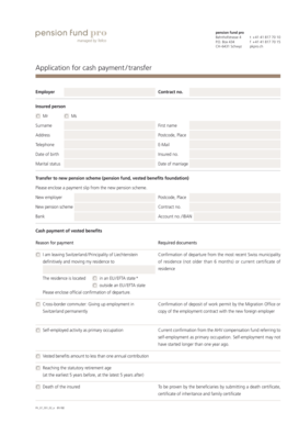 Pension Fund Pro Cash Payment Application