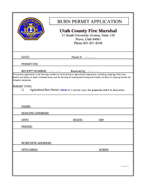 Utah County Agricultural Burn Permit Application