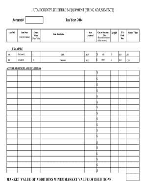 Utah County Schedule B-Equipment