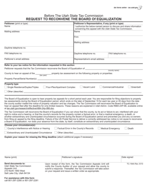 Utah Property Tax Appeal Request