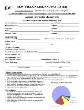 Utah County Business Account Information Change Form