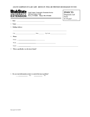 Utah Insect Identification Form