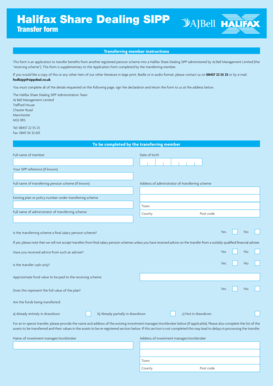 Halifax Share Dealing SIPP Transfer Form