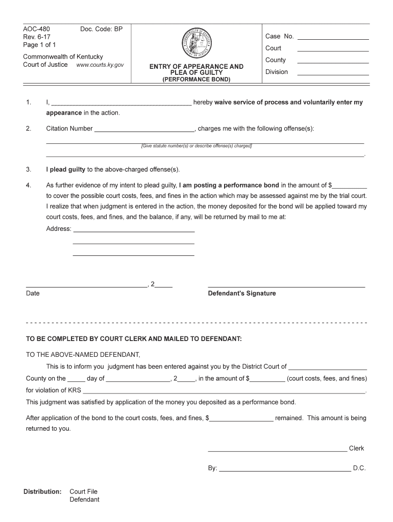 kentucky aoc 480 entry template Preview on Page 1