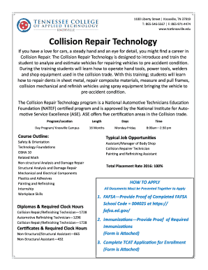Collision Repair Technology Program Application