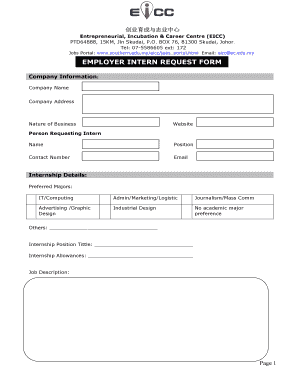 EMPLOYER INTERN REQUEST FORM - southern.edu.my