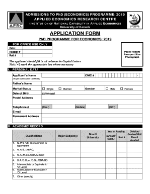 APPLICATION FORM - aerc.edu.pk