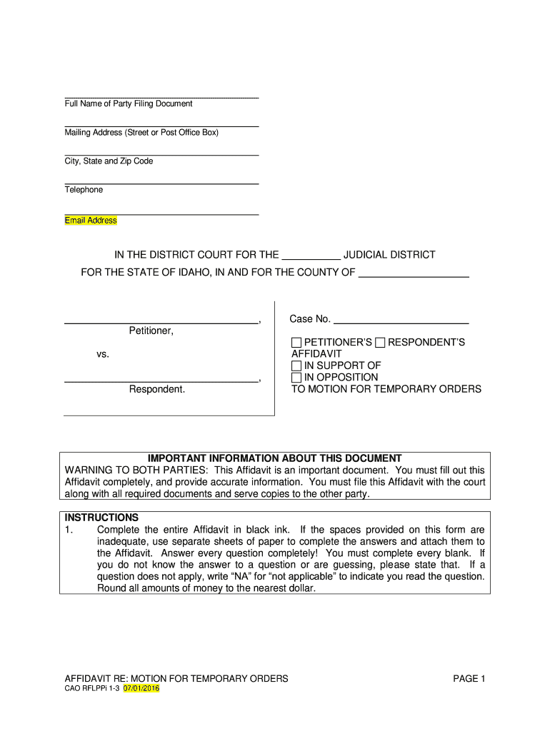 Emergency Custody Order Idaho Forms Fill Online Printable Fillable 