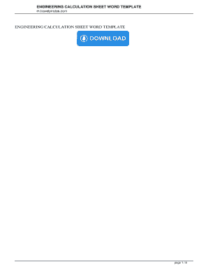 engineering calculation sheet template word