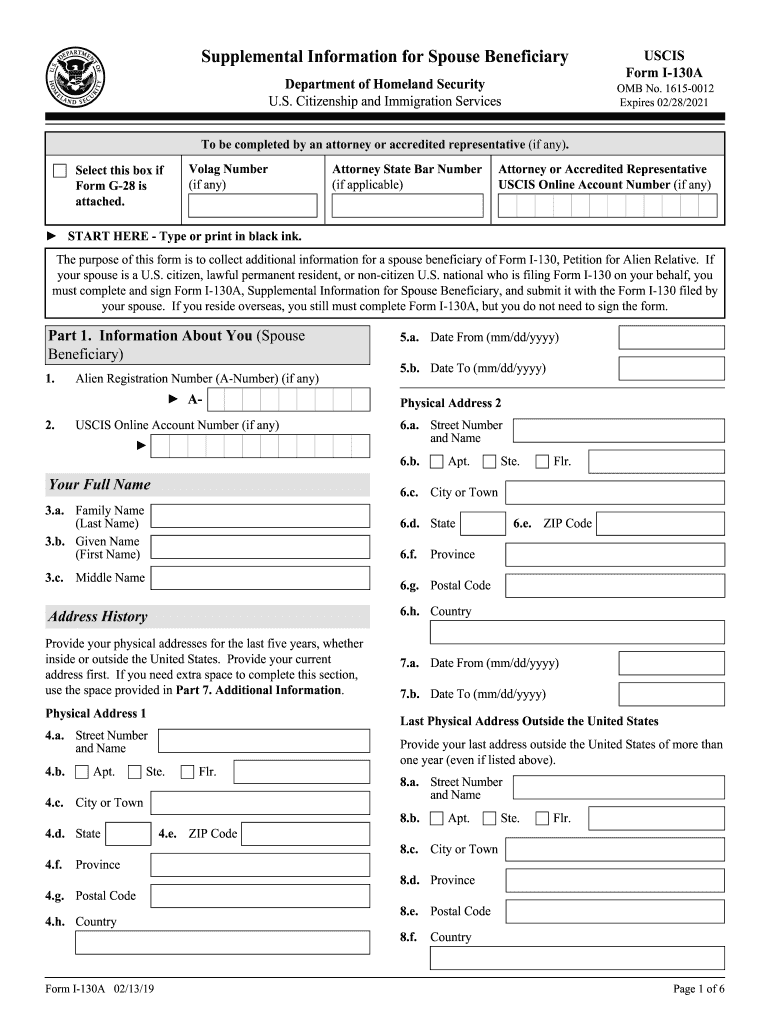 i130a form Preview on Page 1.