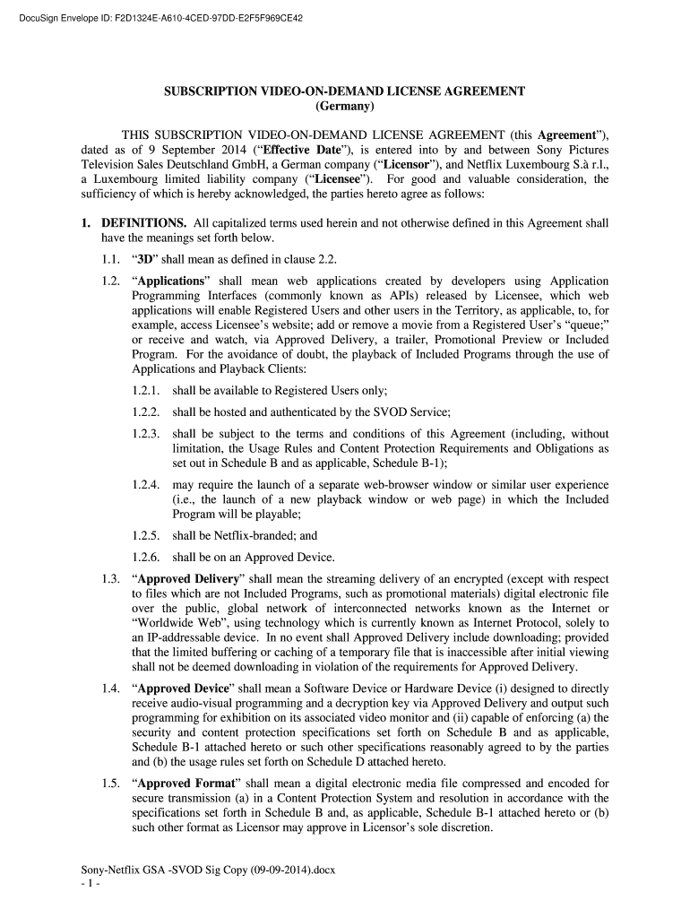 netflix license agreement Preview on Page 1