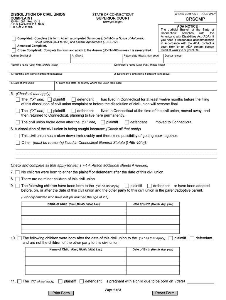 civil union 159a form Preview on Page 1