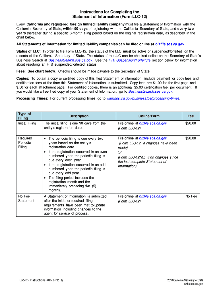 llc 12 form online Preview on Page 1