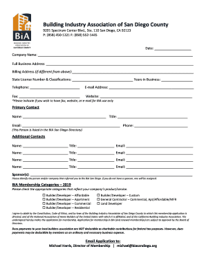 Builder Member Application - Building Industry Association of San Diego
