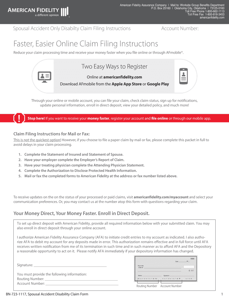 american fidelity company bn claim form Preview on Page 1