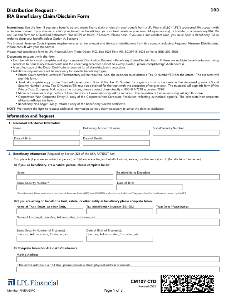 lpl financial cm107 cdt form Preview on Page 1