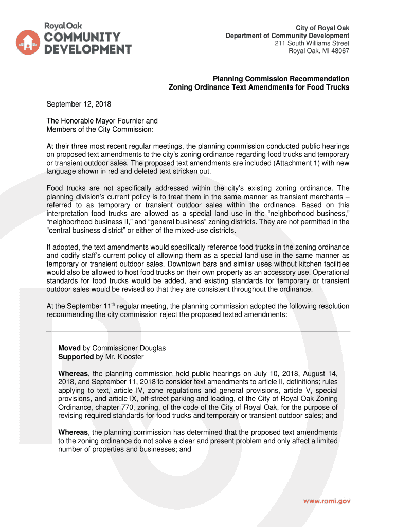 Fillable Online Planning Commission Zoning City of Royal Oak Fax Email