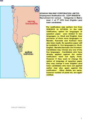 Fillable Online KONKAN RAILWAY CORPORATION LIMITED Recruitment Fax