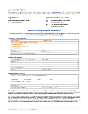 Fillable Online APPLICATION FORM Registration Fee Optional Tutorials ...