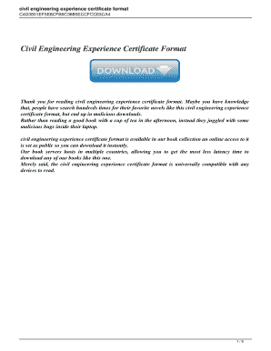 Civil Engineering Experience Certificate