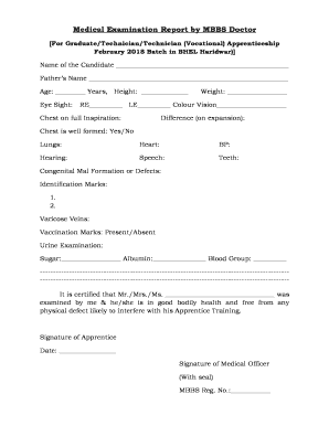 Medical Examination Report by a MBBS Doctor - bhelhwr.co.in