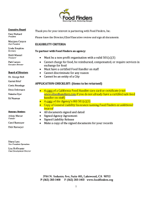 ELIGIBILITY CRITERIA - Food Finders, Inc.