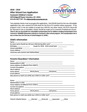 2018 2019 After School Care Application - covenantpcusa.org