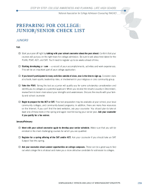 Fillable Online JUNIOR/SENIOR CHECK LIST Fax Email Print - pdfFiller