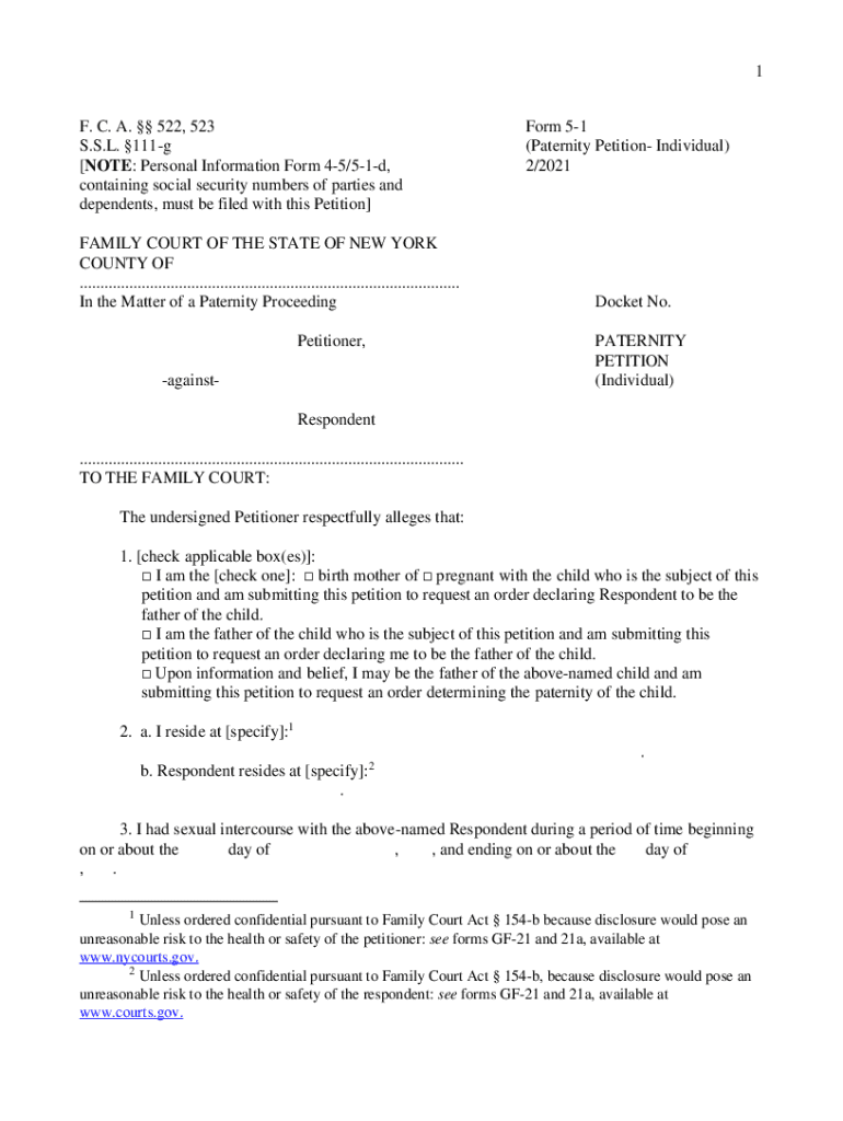 5 1 paternity petition Preview on Page 1