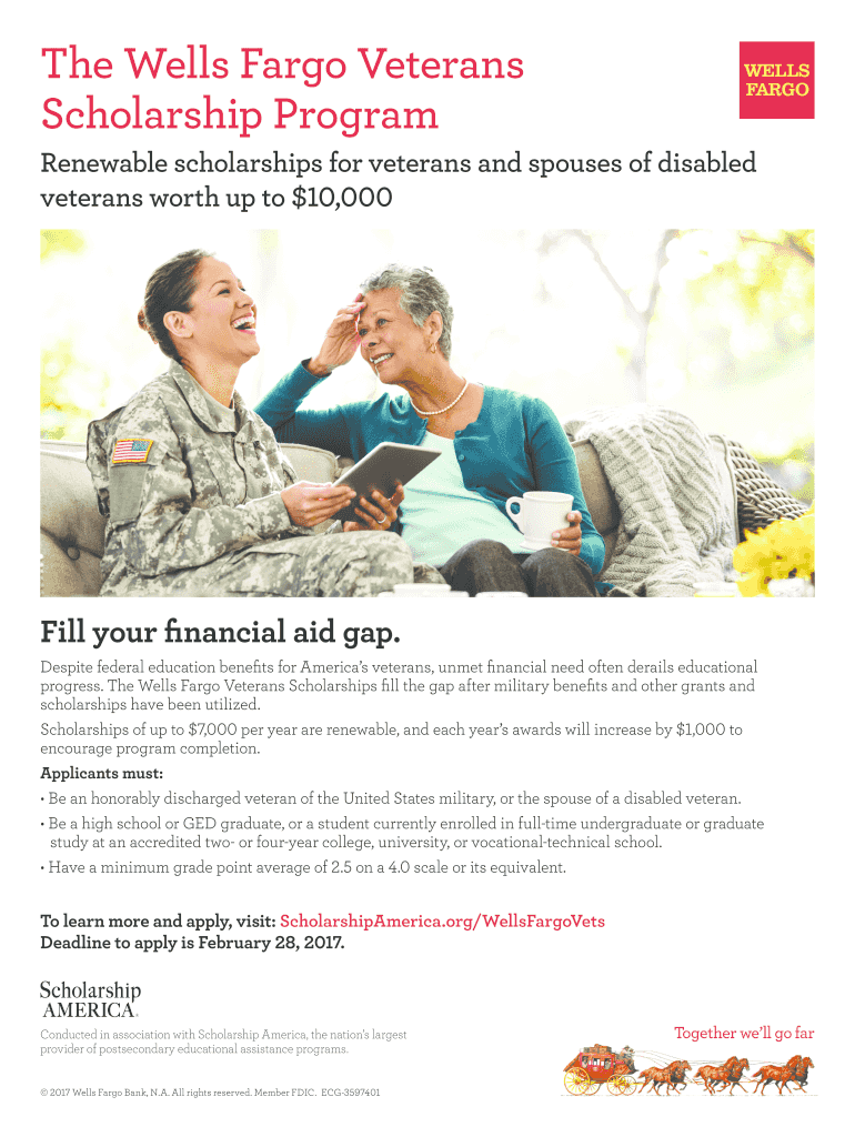 Fillable Online The Wells Fargo Veterans Scholarship Program Fax Email
