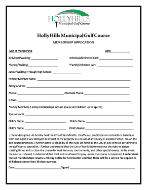 Fillable Online Holly Hills Municipal Golf Course City of Bay Minette Fax Email Print pdfFiller Fillable Online Holly Hills Municipal Golf Course City of Bay Minette Fax Email Print pdfFiller