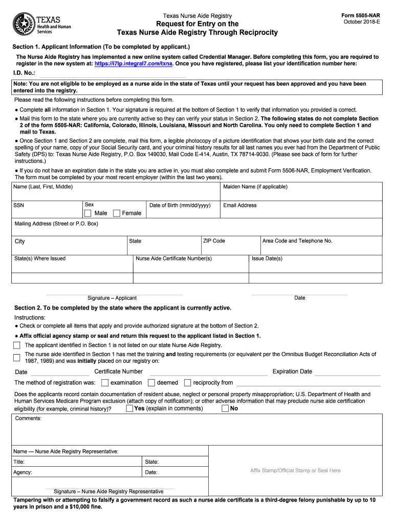 2018 Form TX 5505 NAR Fill Online Printable Fillable Blank PdfFiller