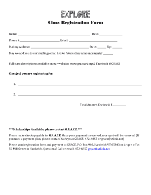 Class Registration Form - graceart.org