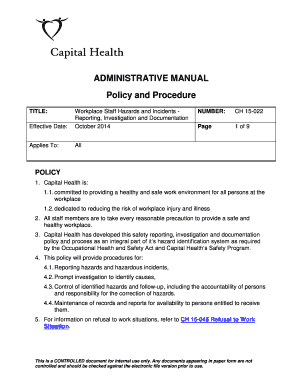 Reporting/Investigating Workplace Accidents CH 80-022