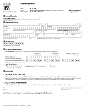 SimplyHSA - Enrollment Form. SimplyHSA - Enrollment Form