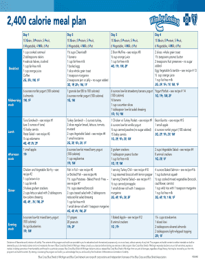 Fillable Online 2,400 calorie meal plan. 2,400 calorie meal plan Fax