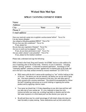 spray tan consent form
