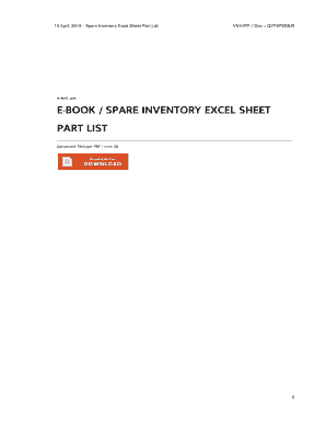 Spare parts list template excel