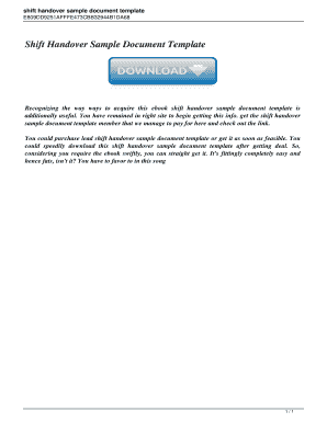fillable online shift handover sample document template fax shift handover template