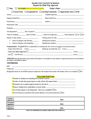 HAMILTON COUNTY SCHOOLS Request for Field Trip Approval Day ...