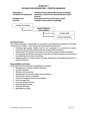 Canteen manager job description