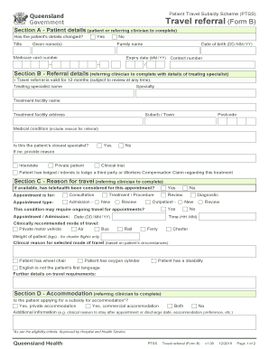 Queensland Health PTSS Travel Referral Form B