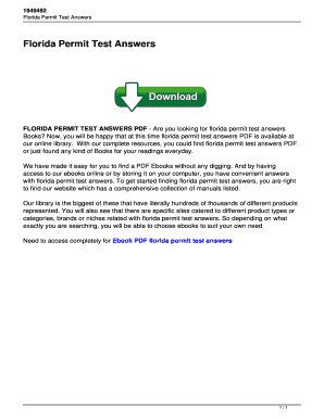 Fillable Online Florida Permit Test Answers PDF. Florida Permit Test ...